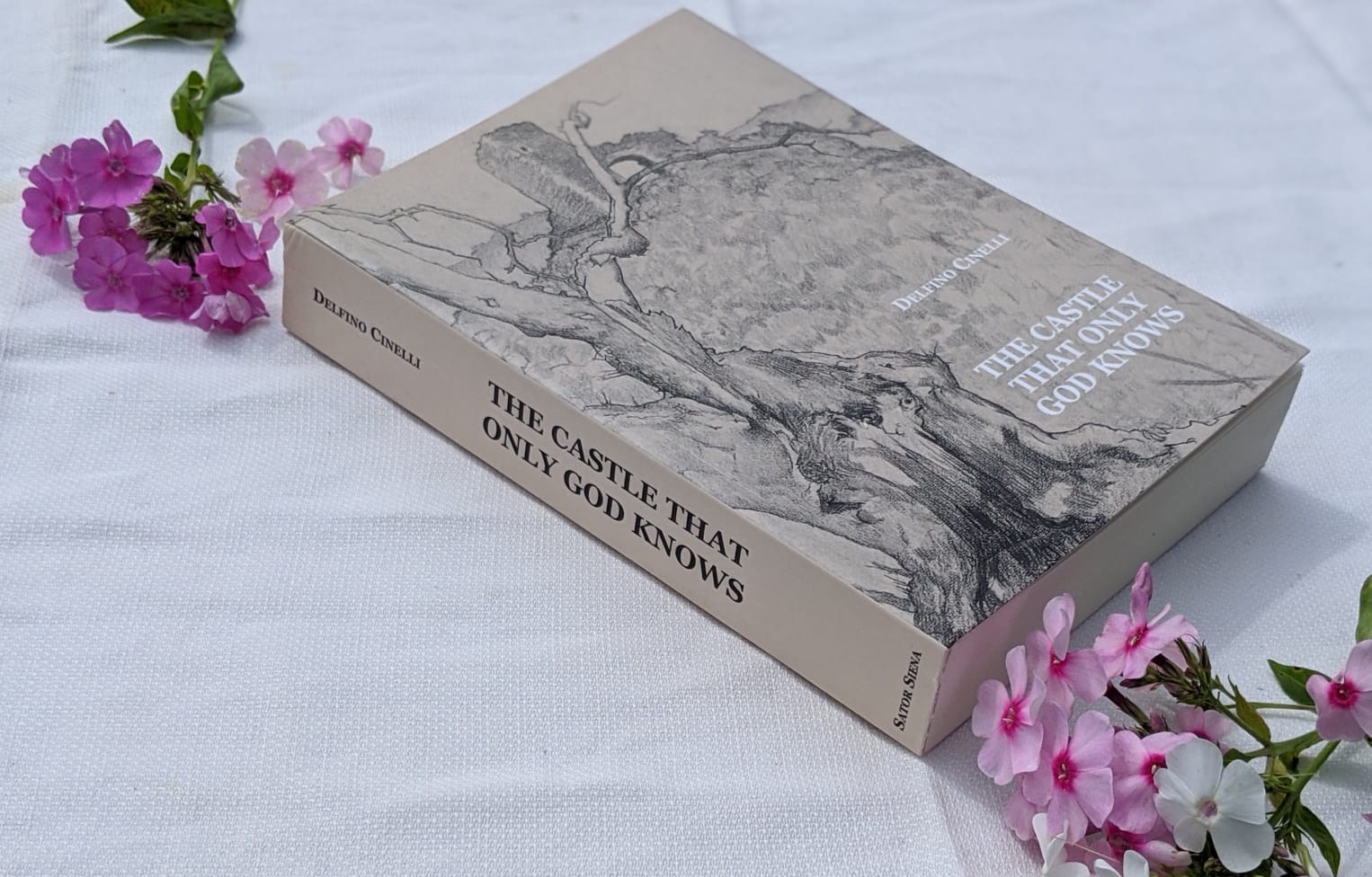 "The Castle That Only God Knows" book with flowers