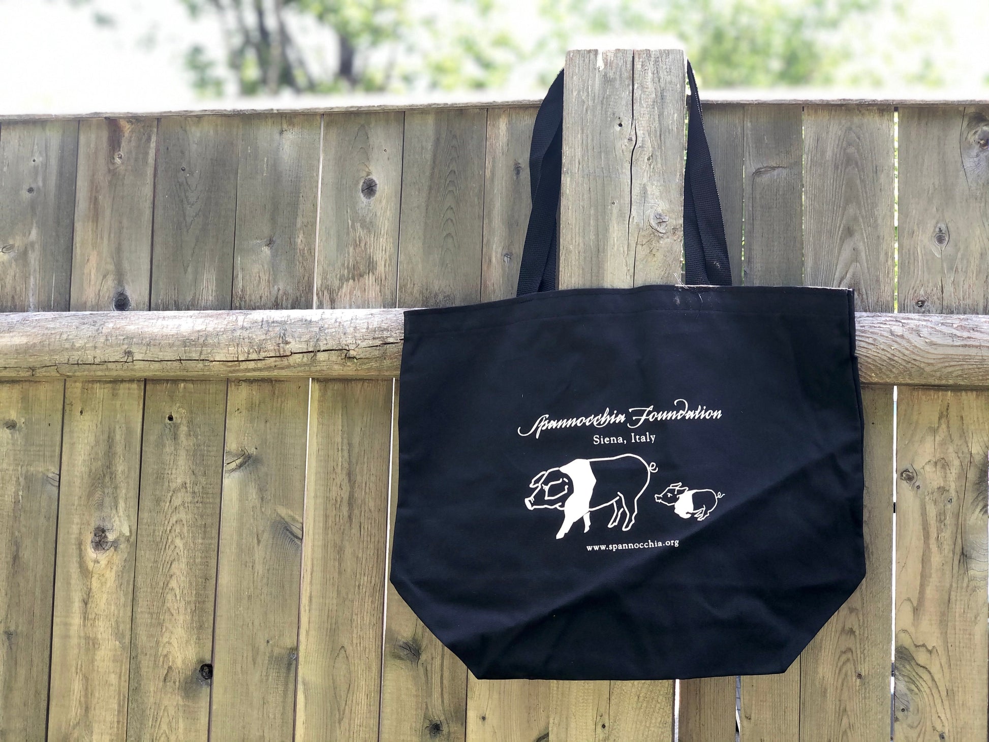 Black Spannocchia Foundation Tote on Fence